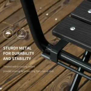 Outsunny Σετ κήπου 3 τεμαχίων με 2 πτυσσόμενες καρέκλες και τραπέζι σε ατσάλι και HDPE, σκούρο γκρι 84G-011V00CG - Image 3