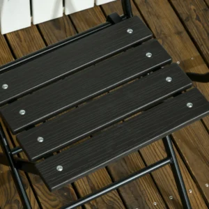 Outsunny Σετ κήπου 3 τεμαχίων με 2 πτυσσόμενες καρέκλες και τραπέζι σε ατσάλι και HDPE, σκούρο γκρι 84G-011V00CG - Image 6