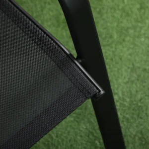 Outsunny Σετ κήπου 3 τεμαχίων με τραπεζάκι σαλονιού και 2 στοιβαζόμενες καρέκλες, ατσάλι και διάτρητο ύφασμα, μαύρο 84G-029V00BK - Image 6