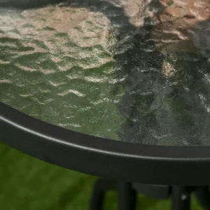 Outsunny σετ κήπου 3 τεμαχίων από ατσάλι με 2 πτυσσόμενες καρέκλες από ύφασμα που αναπνέει και στρογγυλό τραπέζι κήπου με γυάλινη επιφάνεια 84G-053V00GY - Image 6