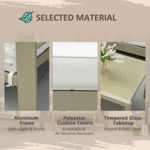 Outsunny Σετ κήπου 4 τεμαχίων με καναπέ 2 πολυθρόνες και τραπεζάκι σαλονιού με χρυσά αφαιρούμενα μαξιλάρια 84G-148V00GD - Image 4