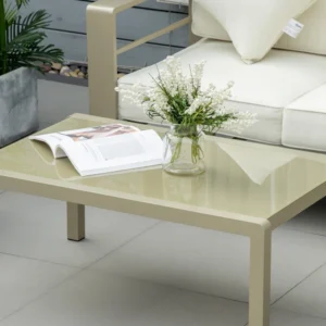 Outsunny Σετ κήπου 4 τεμαχίων με καναπέ 2 πολυθρόνες και τραπεζάκι σαλονιού με χρυσά αφαιρούμενα μαξιλάρια 84G-148V00GD - Image 5