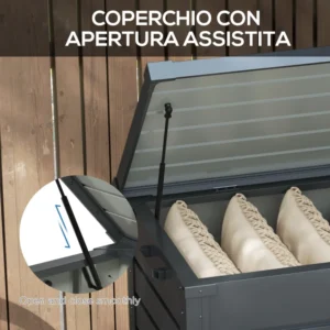 Outsunny 311L Πορτμπαγκάζ εξωτερικού χώρου με κλειδαριά και 2 χερούλια, από γαλβανισμένο ατσάλι, 120x62x66 cm, σκούρο γκρι 84G-187V01CG - Image 4