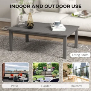 Τραπεζάκι σαλονιού Outsunny Ορθογώνιο Εξωτερικού Χώρου σε Αλουμίνιο με Ξύλο, 100x60cm, Καφέ 84G-324V00BN - Image 4