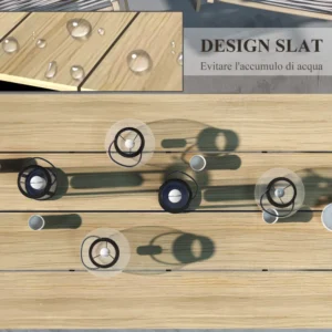 Ορθογώνιο Τραπέζι Κήπου από Αλουμίνιο με Σφιχτά Κορυφή για 6-8 Άτομα, 180x90x74cm, Δρυς 84G-360V00AK - Image 3