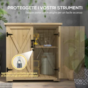 Ντουλάπα εξωτερικού χώρου με ρυθμιζόμενο εσωτερικό ράφι και κεκλιμένη οροφή, από ξύλο ελάτης, 77,5x88x90 cm 84G-416V00ND - Image 4