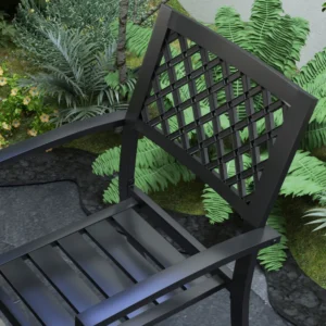 Outsunny Σετ κήπου με 4 στοιβαζόμενες καρέκλες και τετράγωνο τραπέζι με εφέ μαρμάρου, γκρι 84G-444V00LG - Image 6