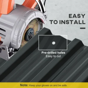 Outsunny Σετ 12 ανταλλακτικών πάνελ 129x45 cm για υπόστεγα κήπου από σκούρο γκρι γαλβανισμένο χάλυβα 84H-021V00CG - Image 3