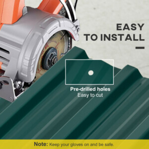 Outsunny Σετ 12 ανταλλακτικών πάνελ 129x45 cm για υπόστεγα κήπου από πράσινο γαλβανισμένο χάλυβα 84H-021V00GN - Image 3