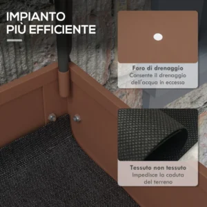 Outsunny Raised Planter με Μίνι Θερμοκήπιο για Φυτά, Τροχούς και Ράφι, 80x40x120cm, Καφέ 84H-034V00BN - Image 5