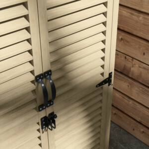 Ντουλάπα αποθήκευσης εξωτερικού χώρου με 2 ράφια με μανταλάκια, σε ξύλο ελάτης, 75x50x111/118 cm 84H-079V00ND - Image 6