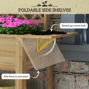 Ζαρντινιέρα Outsunny με Σχάρα και Πλαϊνά και Κάτω Ράφια, σε Ξύλο Ελάτης, 140x45x151 cm 84H-091V00ND - Image 3