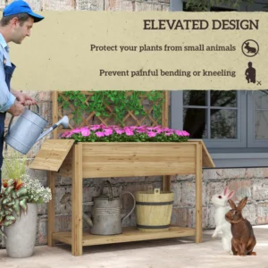 Ζαρντινιέρα Outsunny με Σχάρα και Πλαϊνά και Κάτω Ράφια, σε Ξύλο Ελάτης, 140x45x151 cm 84H-091V00ND - Image 5