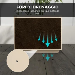 Outsunny σετ με 2 στοιβαζόμενες τετράγωνες γλάστρες κήπου για εσωτερικούς και εξωτερικούς χώρους, μπεζ 84H-108V00BG - Image 4