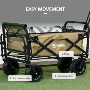 Τρόλεϊ κήπου Outsunny 110L με τηλεσκοπική λαβή και ανοιγόμενο πάτο από χάλυβα και ύφασμα Oxford, Χακί 84H-128V00KK - Image 5