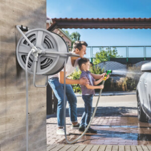 Outsunny Τροχήλατος Σωλήνας Κήπου Τοίχου και Αυτοστήριξης για 40μ Σωλήνα με Μανιβέλα Γκρι 84H-137V00LG - Image 2