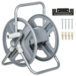 Outsunny Τροχήλατος Σωλήνας Κήπου Τοίχου και Αυτοστήριξης για 40μ Σωλήνα με Μανιβέλα Γκρι 84H-137V00LG