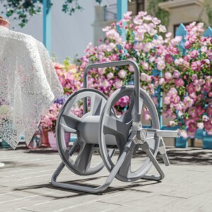 Outsunny Τροχήλατος Σωλήνας Κήπου Τοίχου και Αυτοστήριξης για 40μ Σωλήνα με Μανιβέλα Γκρι 84H-137V00LG - Image 6