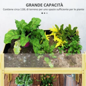 Outsunny  Υπερυψωμένη ζαρντινιέρα 118L με 2 οπές αποστράγγισης και διαφανείς τοίχους, από ξύλο έλατου, 110x50x80 εκ.  84H-176V01ND - Image 3