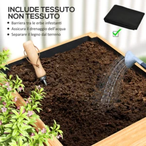 Outsunny  Εξωτερική Ζαρντινιέρα από Ξύλο Έλατου Χωρισμένη σε 3 Περιοχές με Στρώμα από Ύφασμα Μη Υφασμένο, 140x60x40 εκ.  84H-187V00ND - Image 5