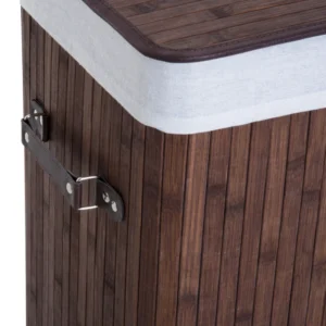 Καλάθι ρούχων HOMCOM Bamboo με καπάκι και αφαιρούμενη υφασμάτινη τσάντα, 40x30x60cm, καφέ 850-017BN - Image 6