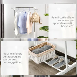 HOMCOM Σχάρα Ρυθμιζόμενου ύψους με Αποθηκευτική Βάση και 4 Τροχούς, 68,5x42x87-145 cm 850-116 - Image 3