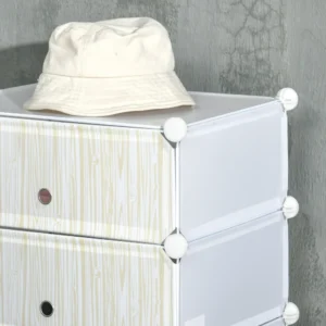 Αρθρωτό ντουλάπι παπουτσιών HOMCOM για εξοικονόμηση χώρου, 6 κύβοι 45x35x17 cm σε PP πλαστικό και ατσάλι, 45x36,5x108 cm, λευκό 850-172WT - Image 5