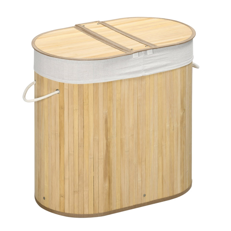 Καλάθι Απλύτων από Μπαμπού με 2 Χώρους 100 Lt HOMCOM 850-220V00ND Καλάθι Απλύτων από Μπαμπού με 2 Χώρους 100 Lt HOMCOM 850-220V00ND