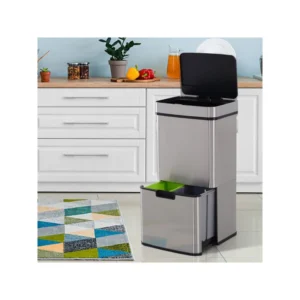 Διπλός Αυτόματος Κάδος Απορριμμάτων 72 Lt με Υπέρυθρο Αισθητήρα και Αυτόματο Καπάκι HOMCOM 851-018 - Image 2