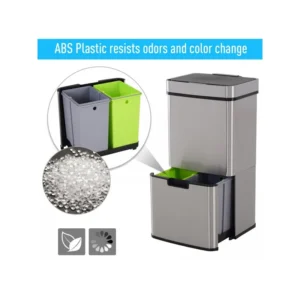 Διπλός Αυτόματος Κάδος Απορριμμάτων 72 Lt με Υπέρυθρο Αισθητήρα και Αυτόματο Καπάκι HOMCOM 851-018 - Image 3