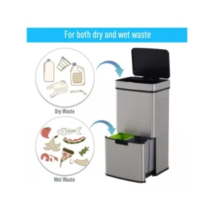 Διπλός Αυτόματος Κάδος Απορριμμάτων 72 Lt με Υπέρυθρο Αισθητήρα και Αυτόματο Καπάκι HOMCOM 851-018 - Image 4