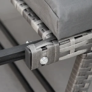 Outsunny 2θέσιος καναπές κήπου σε Rattan με επένδυση και πτυσσόμενα μπράτσα, 129x63x67cm, Γκρι 860-049GY - Image 6