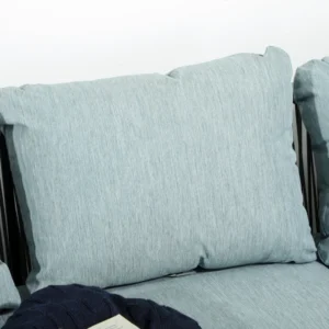 Σετ κήπου 4 τεμαχίων Rattan με τραπεζάκι σαλονιού, 2 γωνιακούς καναπέδες και πολυθρόνα, μαύρο γκρι και μπλε 860-275V00GY - Image 6