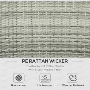 Outsunny 4τμχ Γκρι Rattan Σετ Κήπου με Τραπέζι ρυθμιζόμενου ύψους, 2 Ανακλινόμενες Πολυθρόνες και 2 Θέσιο Καναπέ 860-276V00LR - Image 3
