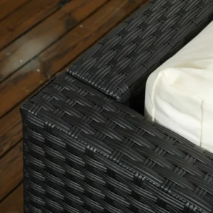 Σετ σαλονιού Outsunny Garden με 2 πολυθρόνες και 2 υποπόδια PE Rattan, Γυάλινο Τραπεζάκι σαλονιού, Μαύρο 860-277V00BK - Image 6