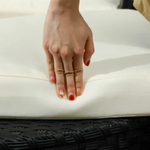 Σετ σαλονιού Outsunny Garden με 2 πολυθρόνες και 2 υποπόδια PE Rattan, Γυάλινο Τραπεζάκι σαλονιού, Μαύρο 860-277V00BK - Image 7