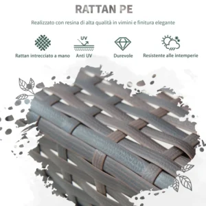 Σετ Έπιπλα εξωτερικού χώρου Outsunny Τραπεζαρία Ξύλινη PE Rattan με 6 καρέκλες με μαξιλάρια, καφέ 861-025 - Image 4