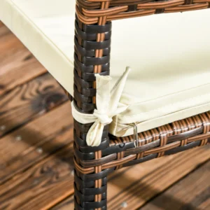 Outsunny 5 τεμαχίων PE Rattan σετ τραπεζαρίας εξωτερικού χώρου, γυάλινο τραπέζι κήπου και 4 καρέκλες με μαξιλάρια, καφέ 861-062V00MB - Image 4