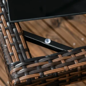 Outsunny 5 τεμαχίων PE Rattan σετ τραπεζαρίας εξωτερικού χώρου, γυάλινο τραπέζι κήπου και 4 καρέκλες με μαξιλάρια, καφέ 861-062V00MB - Image 6