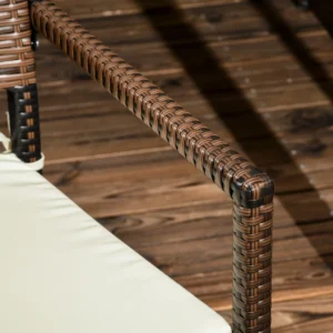 Outsunny 5 τεμαχίων PE Rattan σετ τραπεζαρίας εξωτερικού χώρου, γυάλινο τραπέζι κήπου και 4 καρέκλες με μαξιλάρια, καφέ 861-062V00MB - Image 7