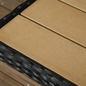 Outsunny Steel and PE Rattan Τραπέζι κήπου εξωτερικού χώρου και σετ 4 καρεκλών, μαύρο 861-063V00BK - Image 6