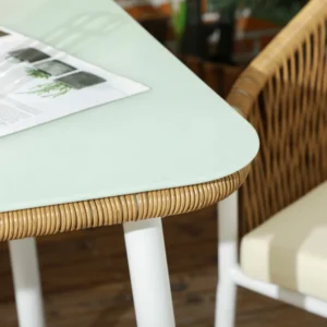 Σετ κήπου Outsunny από PE Rattan και αλουμίνιο με γυάλινο τραπέζι και 4 στοιβαζόμενες καρέκλες, κίτρινο 861-076V00YL - Image 7