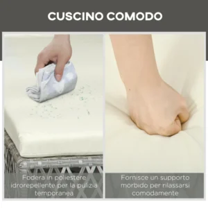 Έπιπλα κήπου Outsunny, Σετ Rattan με ρυθμιζόμενη ξαπλώστρα κήπου και τραπεζάκι σαλονιού 2 επιπέδων 862-054GY - Image 5