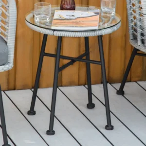 Outsunny Σετ 3 τμχ Έπιπλα κήπου από συνθετικό ρατάν με 1 τραπεζάκι σαλονιού και 2 καρέκλες, γκρι 863-086GY - Image 7