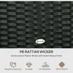 Outsunny Rattan and Steel Garden Storage Box με Καπάκι, 95x60x58cm, Μαύρο 865-011V00BK - Image 3