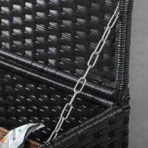 Outsunny Rattan and Steel Garden Storage Box με Καπάκι, 95x60x58cm, Μαύρο 865-011V00BK - Image 4
