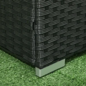 Outsunny Rattan and Steel Garden Storage Box με Καπάκι, 95x60x58cm, Μαύρο 865-011V00BK - Image 5