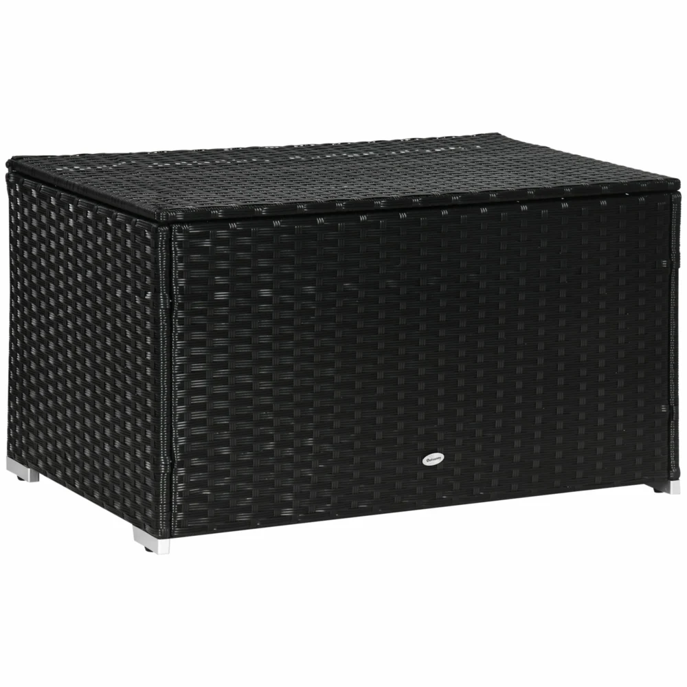 Outsunny Rattan and Steel Garden Storage Box με Καπάκι Outsunny Rattan and Steel Garden Storage Box με Καπάκι