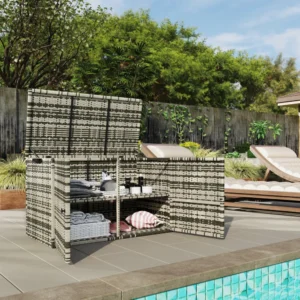 Outsunny Εξωτερικό μπαούλο 350L με 2 επίπεδα και αεροπίστονα, από PE Rattan και ατσάλι, 118x57x69 cm, Γκρι 865-031V00GG - Image 7