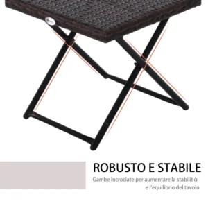 Τραπεζάκι σαλονιού Outsunny πτυσσόμενο κήπου από συνθετικό ρατάν και καφέ ατσάλι 867-034 - Image 3